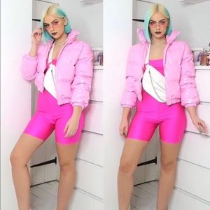 HOT Pink biker shorts  jumpsuit